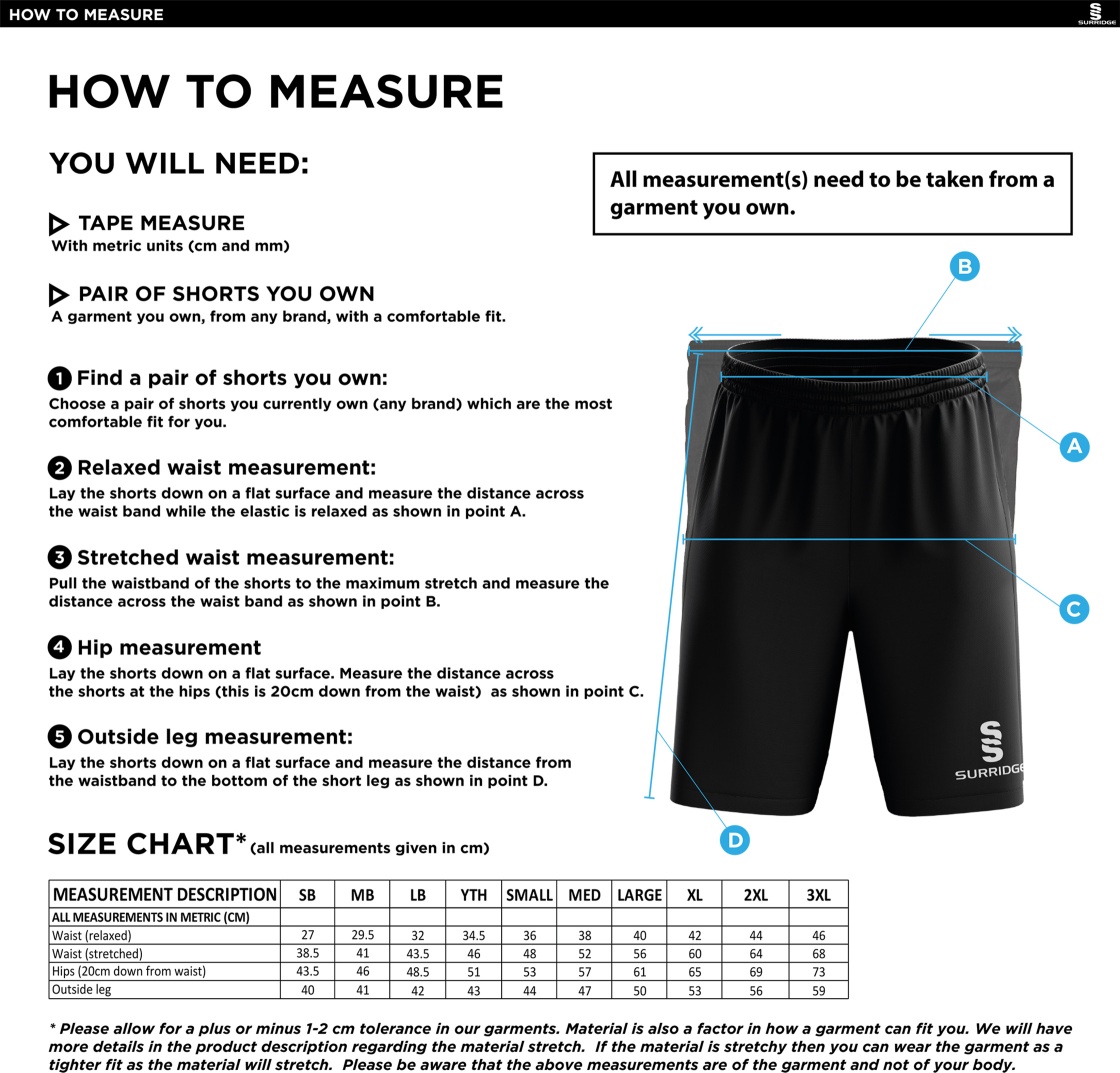 Old Woking CC - Ripstop Short - Size Guide
